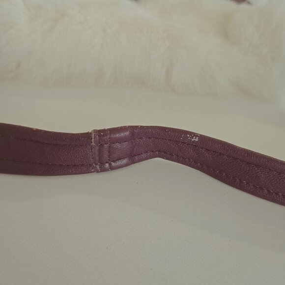 Handmade leather & fur shoulder bag plum off-white artisan genuine - Picture 9 of 10